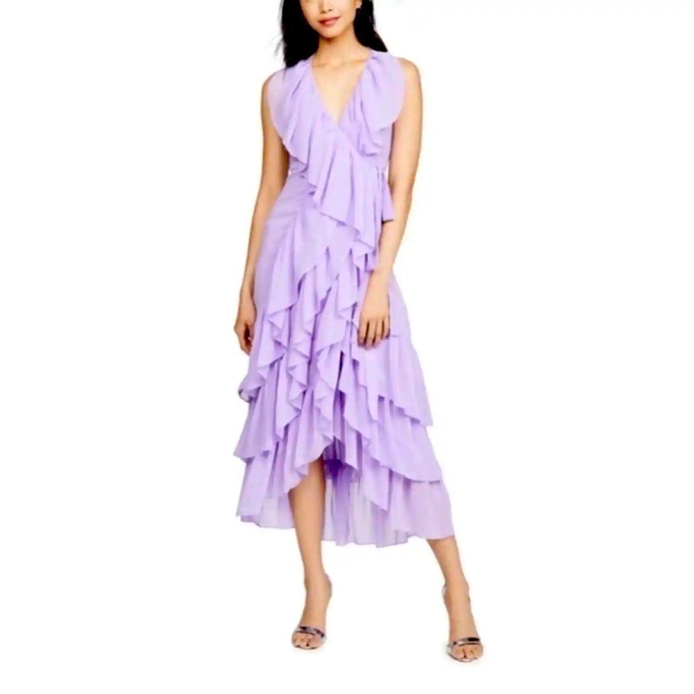 Misa Los Angeles Liliac Ilune Wrap dress ruffle tiered sleeveless midi S NWT